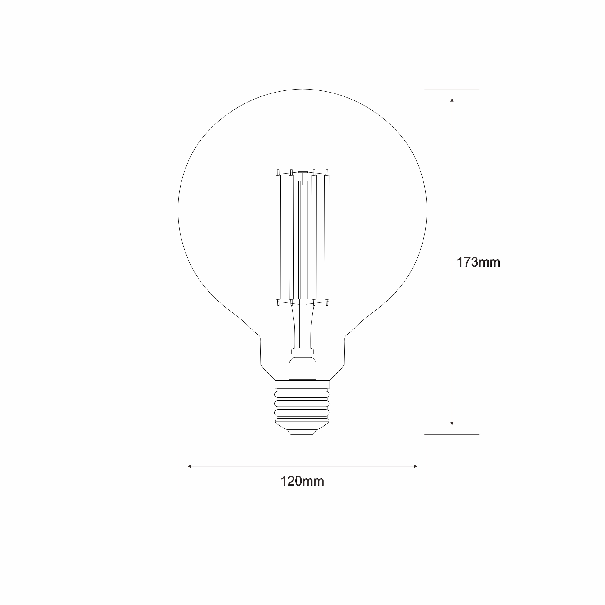 4300462  Classic Style LED Globe 120mm E27 Dimmable 6.5W 2100K Extra Warm White Gold Ripple Glass